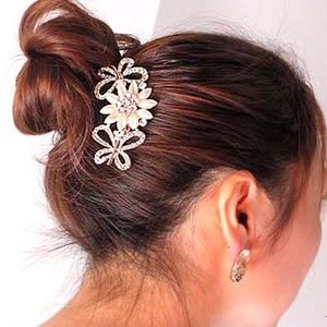 Rose Gold Crystal Pearl Bridal Hair Comb GPHC004